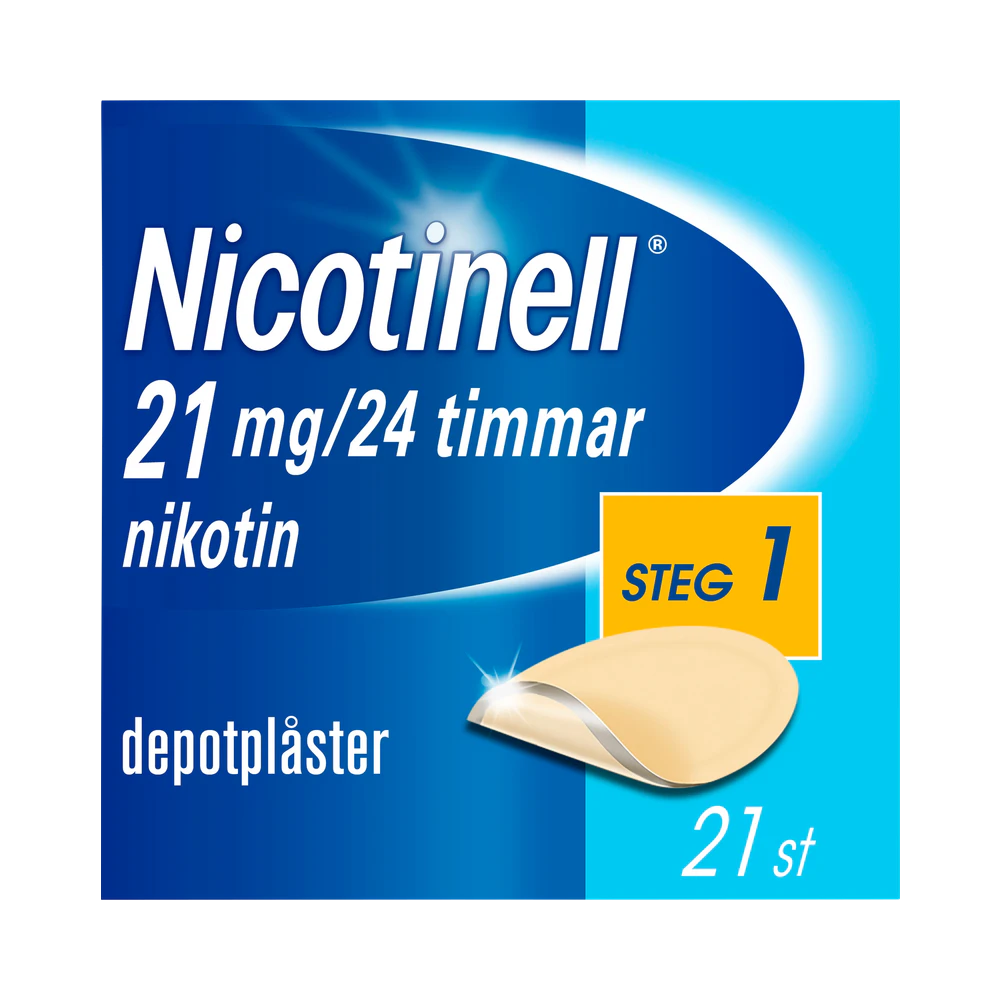 Nicotinell Steg 1 21 mg/24 timmar depotplåster 21 st