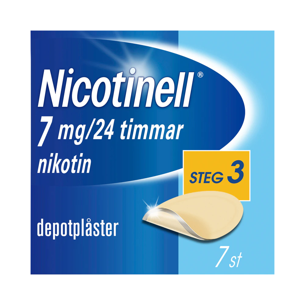 Nicotinell Steg 3 7 mg/24 timmar depotplåster 7 st