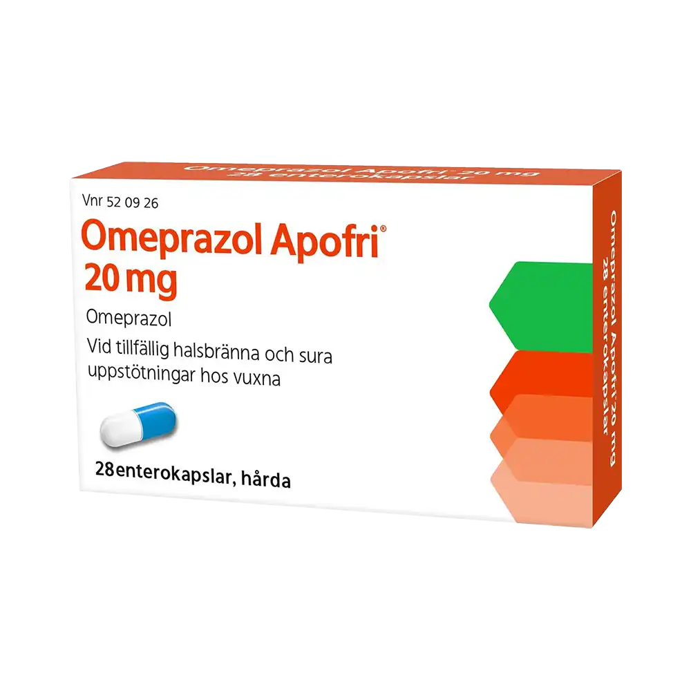 Omeprazol Apofri 20 mg omeprazol 28 enterokapslar, hårda