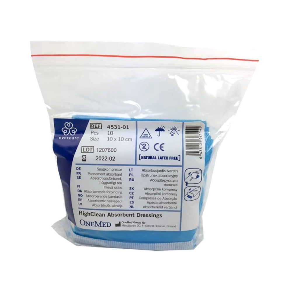 Evercare Absorberande Höggradigt ren 10×10 cm förband 10 st