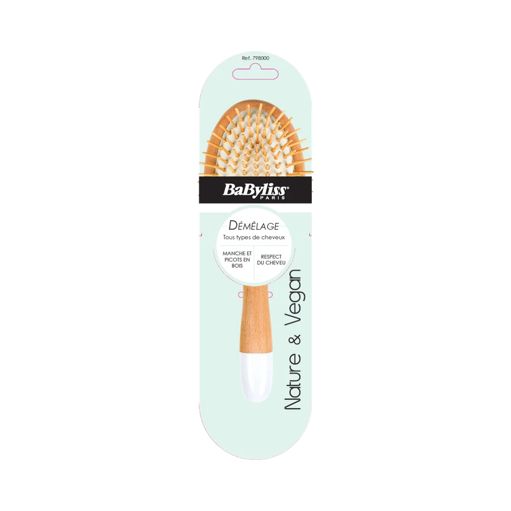 BaByliss Trä/Vit Stor paddelborste 1 st
