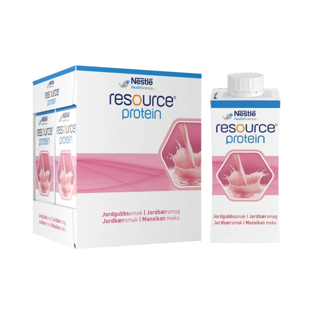 Nestlé Healthscience Resource Protein, jordgubb, drickfärdigt kosttillägg näringsdryck 4 x 200 ml