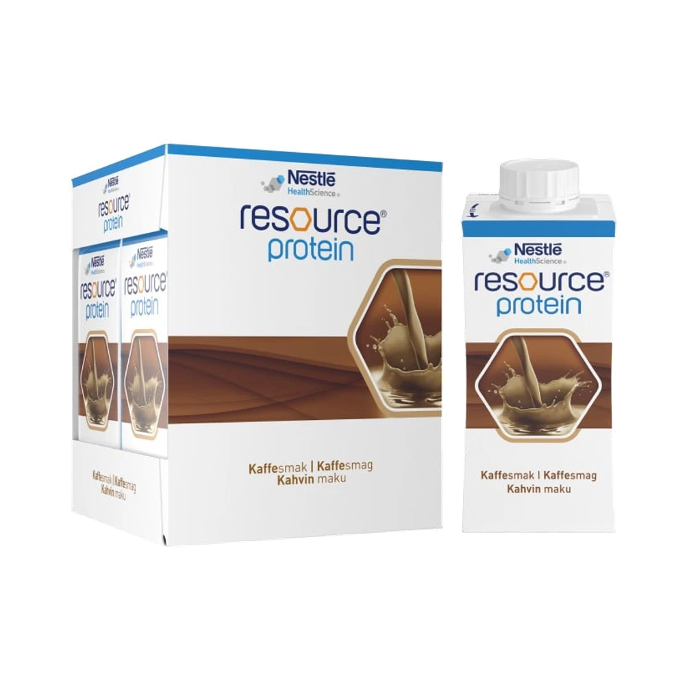 Nestlé Healthscience Resource Protein, kaffe, drickfärdigt kosttillägg näringsdryck 4 x 200 ml