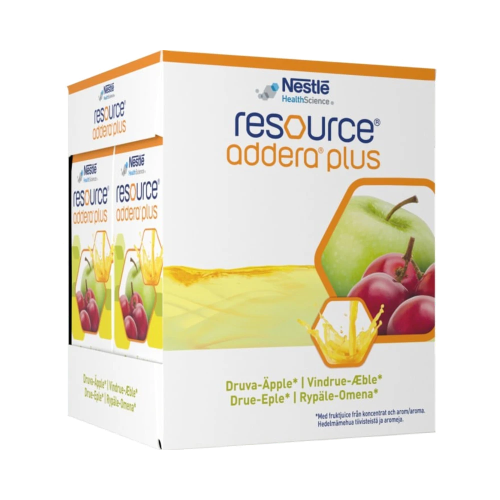 Resource Addera Plus Druva-Äpple, drickfärdigt kosttillägg näringsdryck 4 x 200 ml