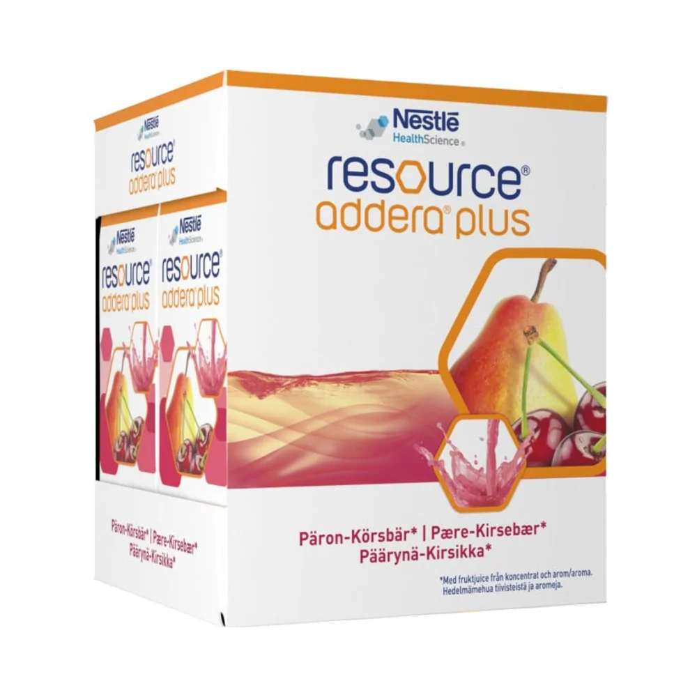Resource Addera Plus Päron-Körsbär, drickfärdigt kosttillägg näringsdryck 4 x 200 ml