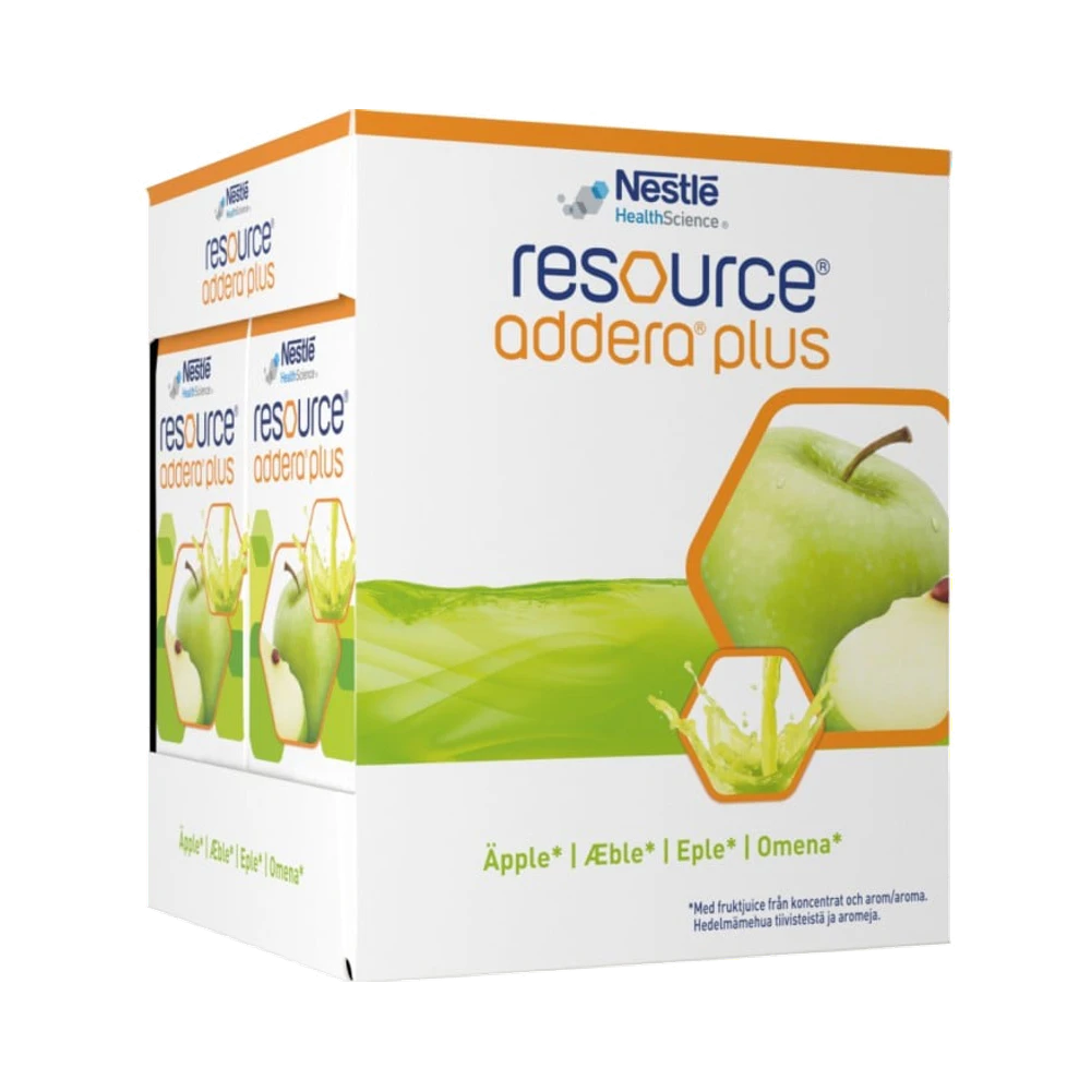 Resource Addera Plus Äpple, drickfärdigt kosttillägg näringsdryck 4 x 200 ml
