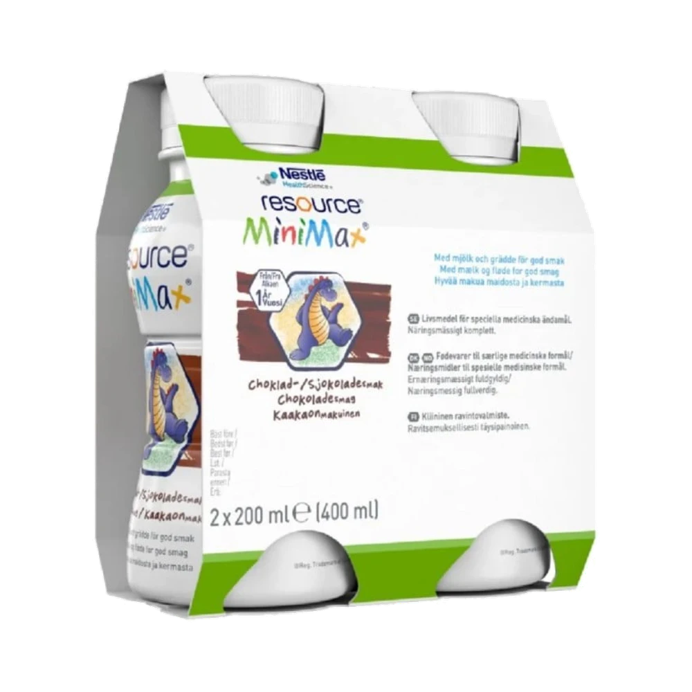 Resource MiniMax, drickfärdigt kosttillägg, choklad näringsdryck 2 x 200 ml