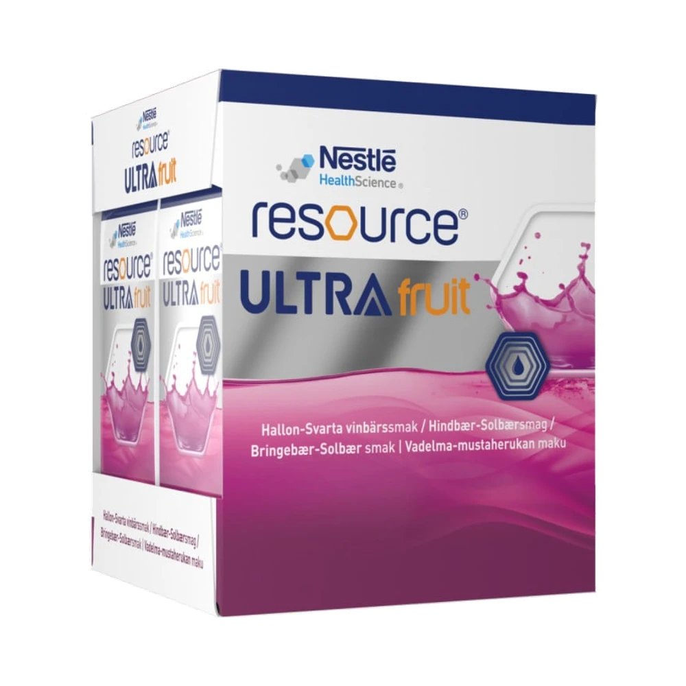 Resource Ultra Fruit Hallon-svarta vinbärssmak näringsdryck 4×200 ml