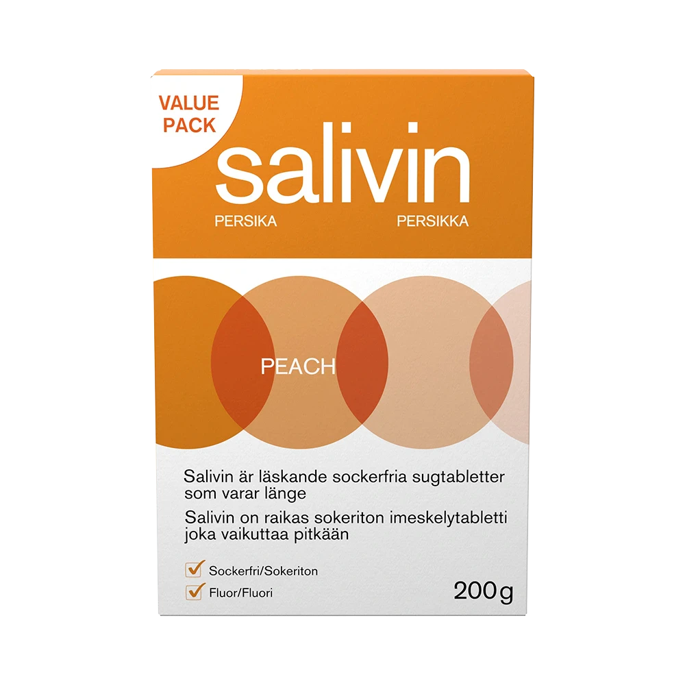 Salivin Peach sugtabletter 200 g