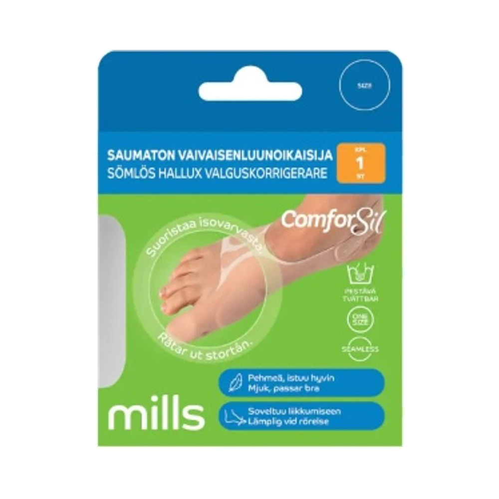 Mills Comforsil Hallux Valgus höger sömlös tåledskorrigerare 35–41