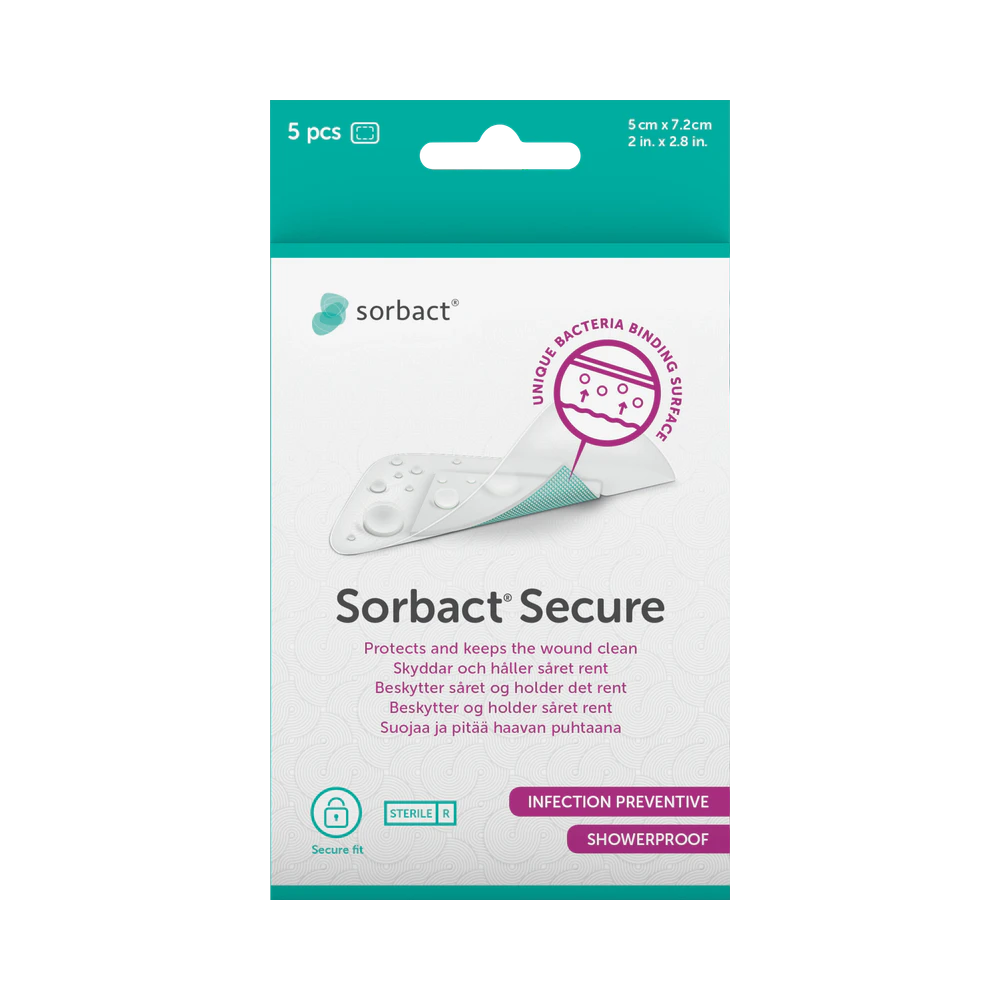 Sorbact Secure 5 x 7,2 cm plåster 5 st