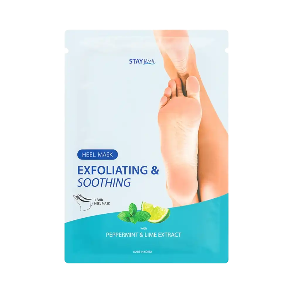 STAY Well HEEL MASK Exfoliating & Soothing PEPPERMINT & LIME Extract 1 par