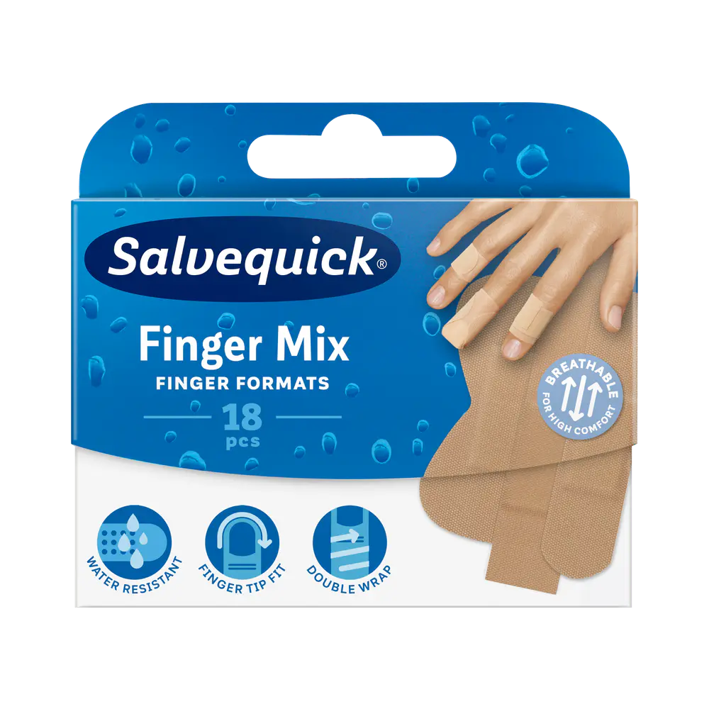 Salvequick Aqua Resist Finger Mix plåster 18 st