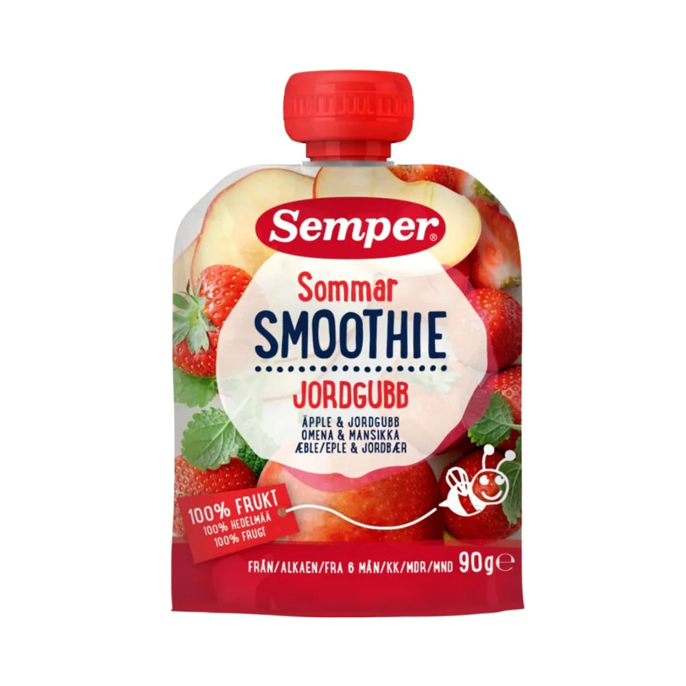 Semper Sommar Äpple och Jordgubb 6M smoothie 90 g