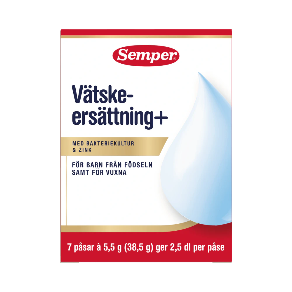 Semper Vätskeersättning+ med bakteriekultur, 39 g pulver 7 dospåsar