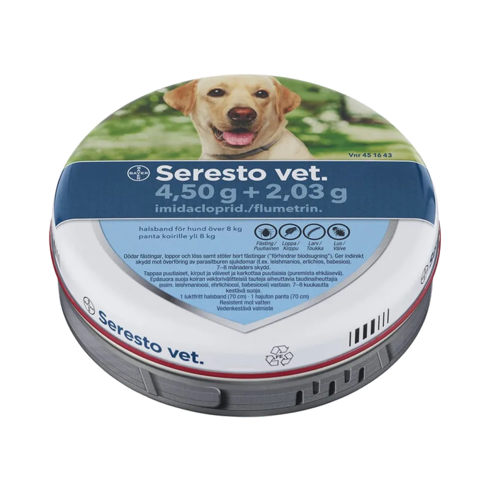 Seresto vet. Hund över 8 kg 4,50 g + 2,03 g halsband 1 st