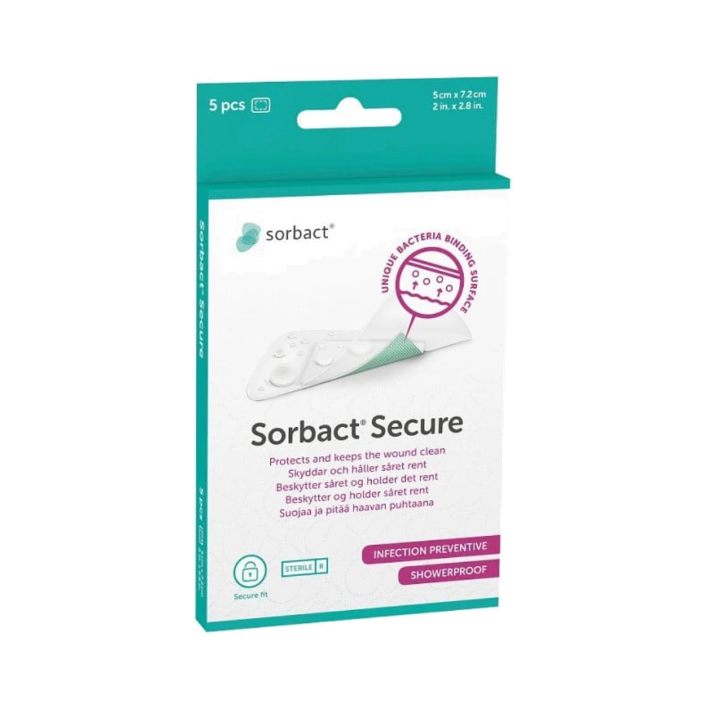 Sorbact Secure 5 x 7,2 cm plåster 5 st
