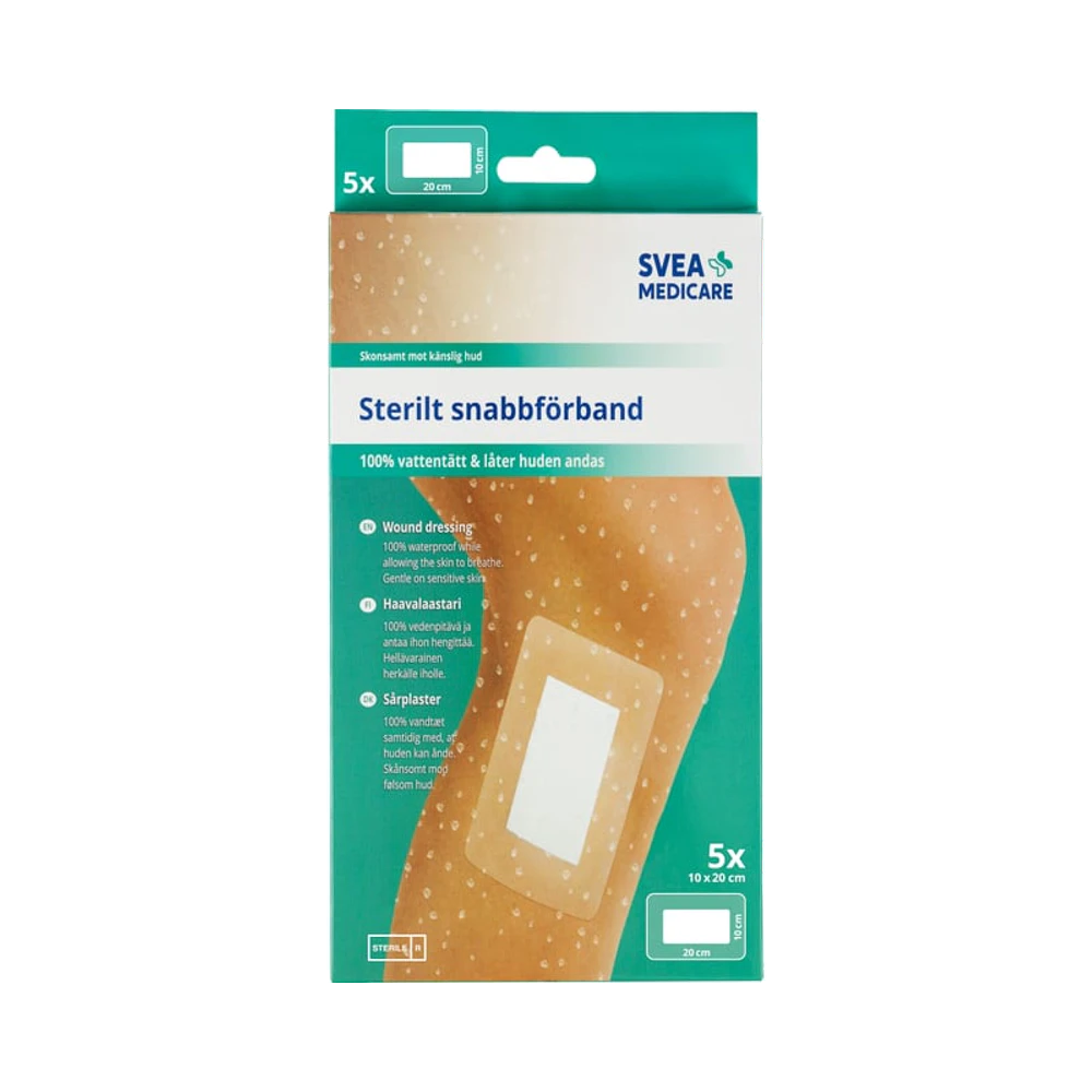 Svea Medicare Vattentätt Sterilt 10 x 20 cm 100% snabbförband 5 st