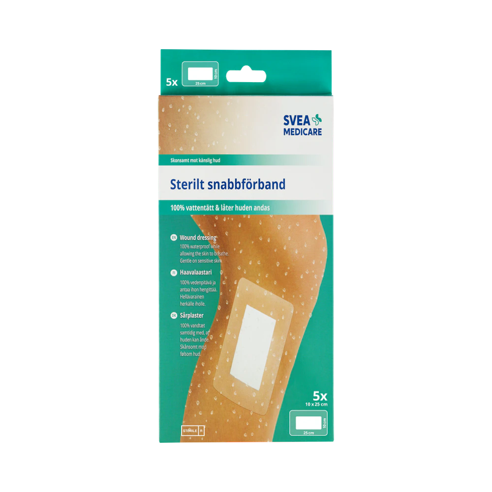 Svea Medicare Sterilt Vattentätt 10×25 cm snabbförband 5 st
