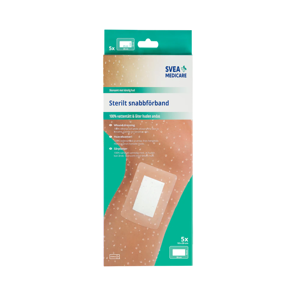 Svea Medicare Sterilt Vattentät 10×30 cm snabbförband 5 st