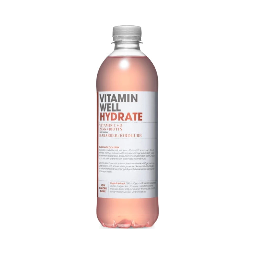 Vitamin Well Hydrate Rabarber/Jordgubb dryck 500 ml
