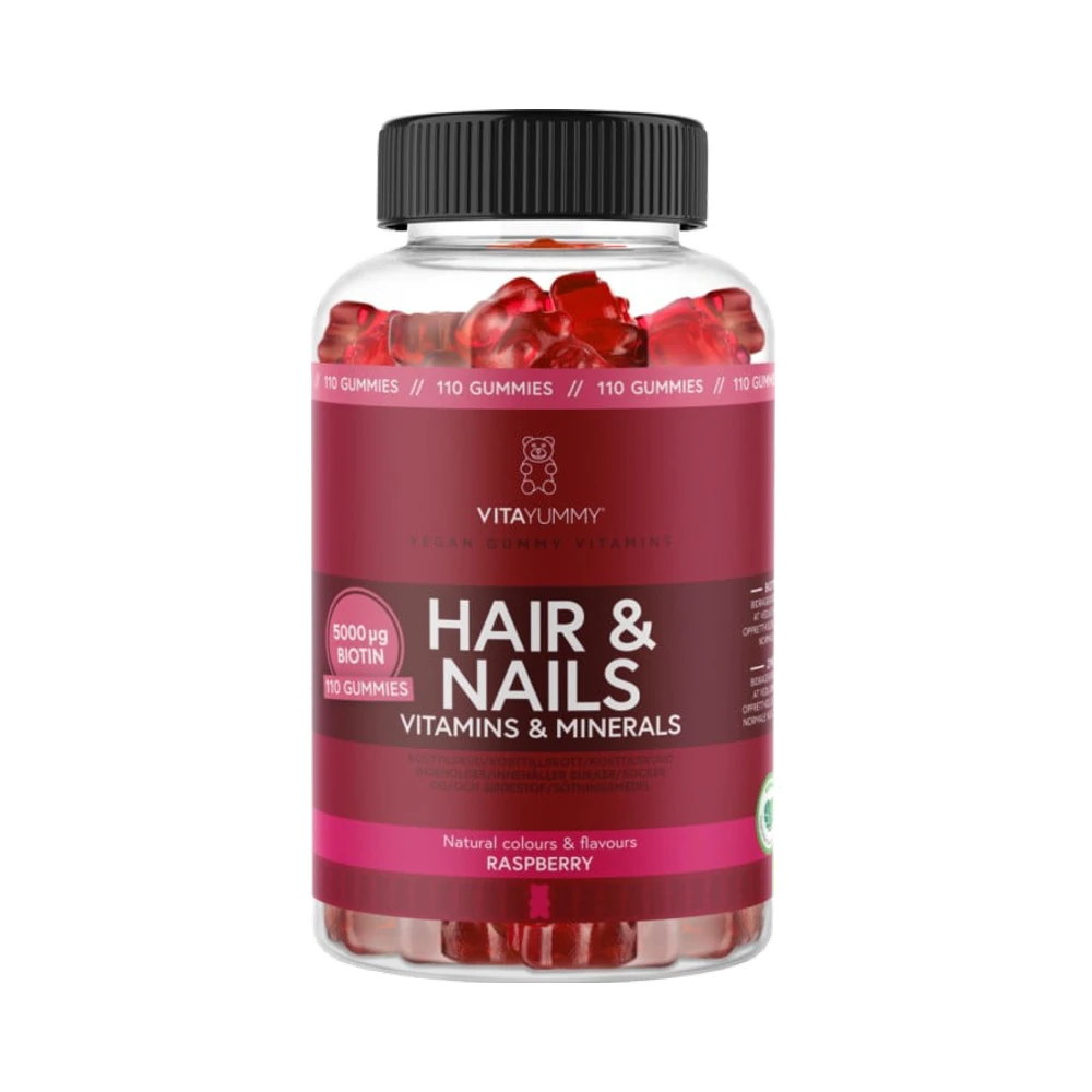 VitaYummy Hair & Nails Vitamins Hallon gummies 110 st