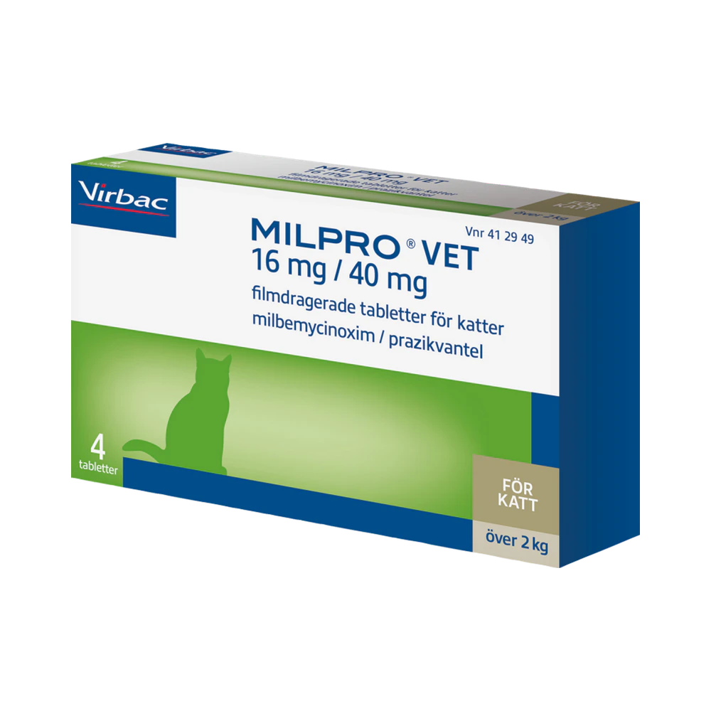 Virbac Milpro Vet 16 mg/40 mg Katt över 2 kg 4 tabletter