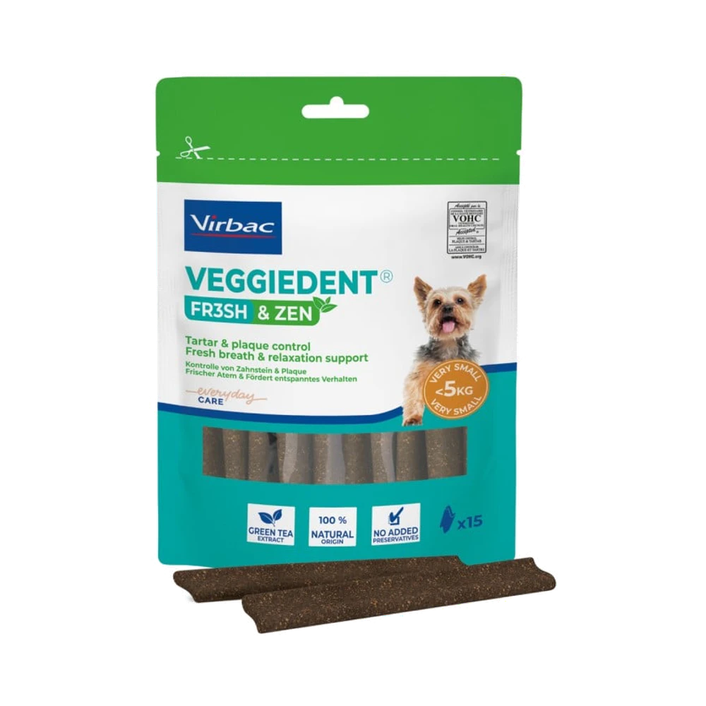 Virbac VeggieDent Zen XS under 5 kg tuggpinnar 15 st