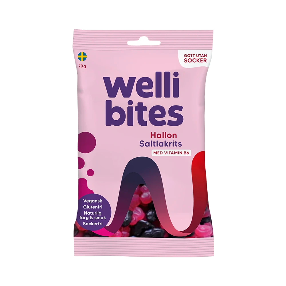 Wellibites Hallon & Saltlakrits gelégodis 70 g