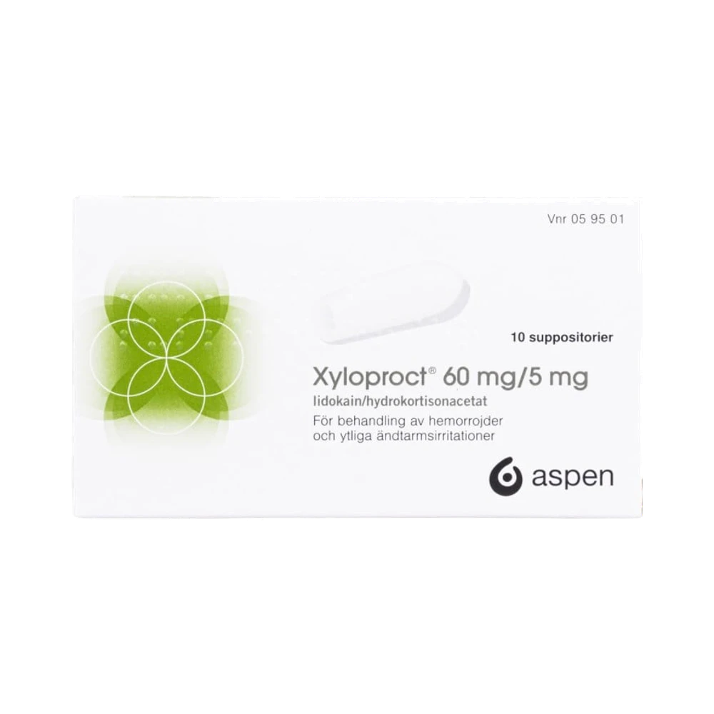 Xyloproct 60 mg/ 5 mg 10 suppositorier