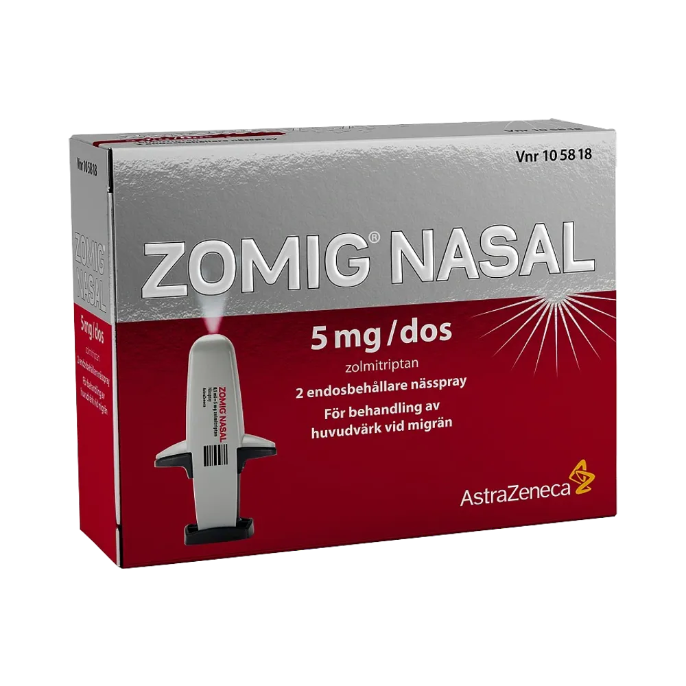 Zomig Nasal 5 mg/dos nässpray, lösning 2 x 0,1 ml